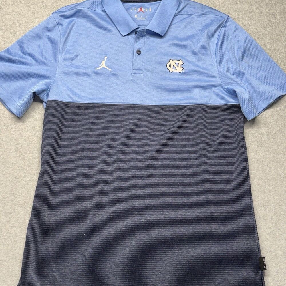 Jordan On-Field North Carolina Tar Heels Polo Shirt Light Blue Navy Striped M